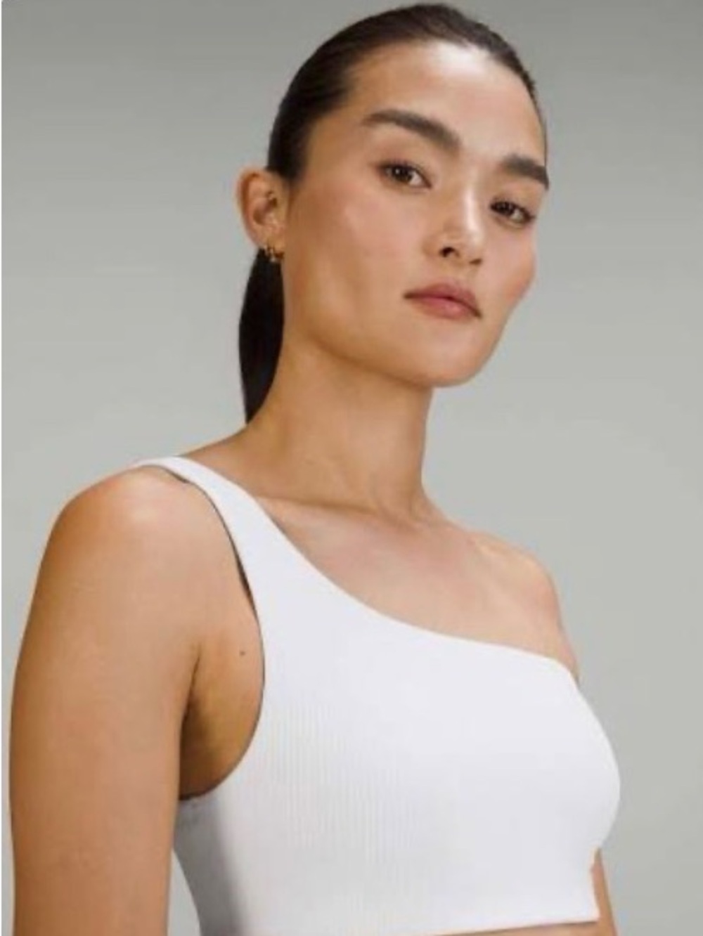 lululemon athletica One-Shoulder Ribbed Sports Bra — Light Beige/Cream
